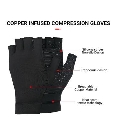 Copper Arthritis Gloves for Pain Relief - Fingerless Glove for Arthritis, Carpal Tunnel, Tendonitis - Men & Women Medium - Buy Online on GoSupps.com