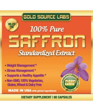 Saffron Extract Supplement - 88.25mg Capsules with .3% Safranal Extract & Saffron Powder - 60 Vegetarian Pills for Weight Loss & Eye Health - Buy Online on GoSupps.com