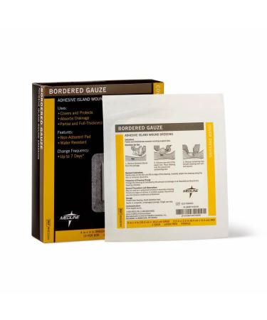 Medline Bordered Gauze Adhesive Island Dressing 4x4 15ct - Sterile Wound Care - Buy Online on GoSupps.com