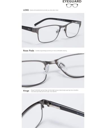 Buy EYEGUARD Rectangular Reading Glasses for Men - Lightweight Metal Grey | 2.75 Diopters - International Shipping Available - Buy Online on GoSupps.com