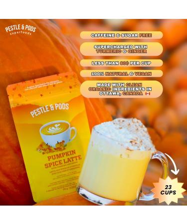 Pestle & Pods Pumpkin Spice Superfood Latte Blend - 70g 23 Servings - Vegan Sugar & Caffeine Free Unsweetened with Organic Turmeric & Ginger - Natural & Healthy Fall Beverage - Buy Online on GoSupps.com