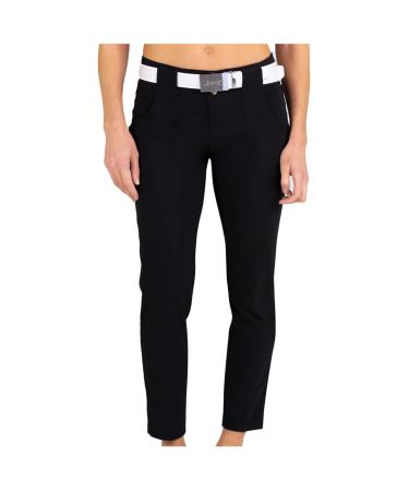 Jofit Apparel Womens Athletic Clothing Belted Cropped Ankle Pant for Golf & Tennis 4 Black