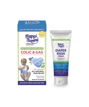 Happi Tummi Natural Colic Relief Blue Belly Band with Natural and Organic Diaper Rash Cream