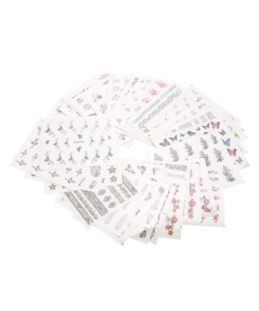 Nail DIY Decals 50 Sheets Mixed Flower Butterfly Cartoon Nail Art Water Transfer Sticker Nail Art Stickers Nail Accessory for Festival Decoration and Daily Nail Design(XF)