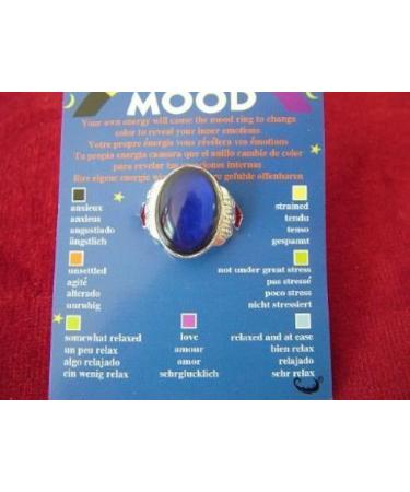 Spiritual Gifts Mood Ring - Oval Shaped on a Card with Colour Coded Chart telling you your Inner Moods - adjustable to fit different size of fingers - from