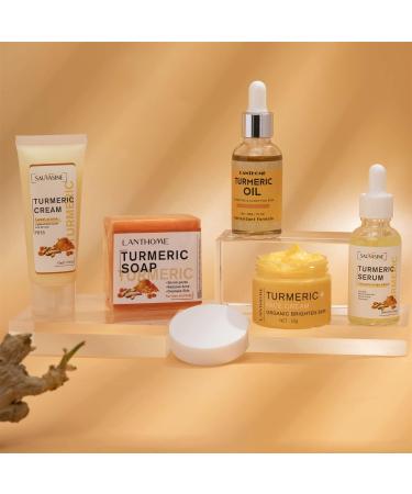 Turmeric Skin Care Kit - 5PCS Moisturizing Set for Brightening Face | Turmeric Cream Oil Serum and Soap - Buy Online on GoSupps.com