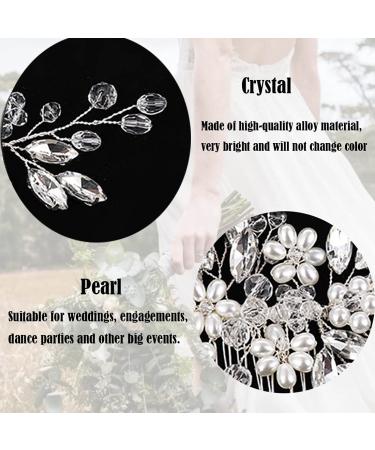 Prosy Bridal Wedding Flower Hair Comb Slide - Silver Crystal Hair Accessories & Rhinestone Headpiece for Women & Girls - Buy Online on GoSupps.com