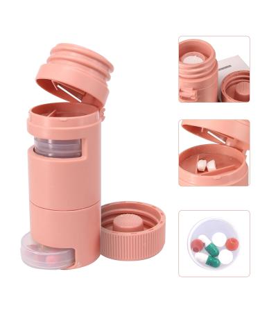 PwZzk 3 in 1 Portable Pill Cutter Pill Crusher Weekly Pill Organizer Pill Cutter and Crusher for Small Or Large Pills Travel Pill Bottle 7 Day for Purse(Pink)