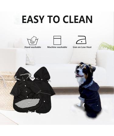 Minezi Waterproof Dog Coat - Zipper & Reflective Buttons Adjustable Strap Removable Hood XXL Black - Perfect for All Weather - Buy Online on GoSupps.com