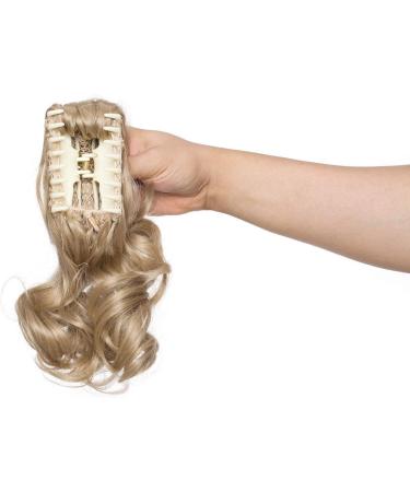 Long Short Claw Ponytail Hair Extension | Clip-in Synthetic Hairpiece 12 Curly Ash Blonde - Buy Online on GoSupps.com