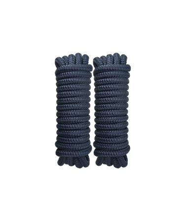 TetherTite Dock Line 1/2 Inch 25 Ft, Marine-Grade Double-Braided Nylon Dock Line for Boats with 12" Eyelet, Hi-Quality Pre-Shrunk & Heat Stabilized Boat Docking Rope Mooring Line - 2 Pack Navy Blue 1/2"x25' Blue