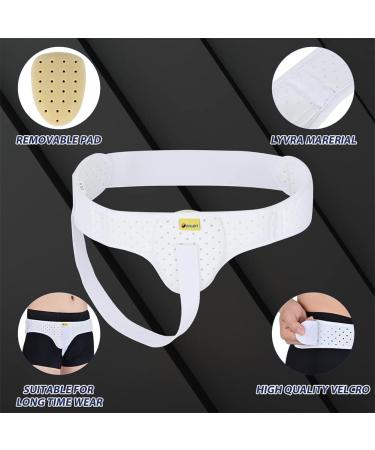Hernia Belts for Men & Women - Adjustable Support Pain Relief with Removable Compression Pad - Left & Right Hernia - Size M (White) - Buy Online on GoSupps.com