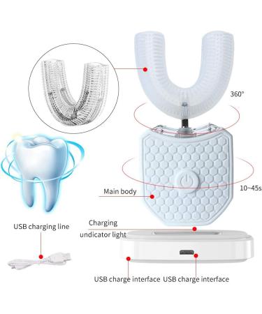 Magentak Automatic Electric Toothbrush for Adults | 360 Degree Ultrasonic | Food Grade Silicone | Electric Travel U Shape Toothbrush | White - Buy Online on GoSupps.com