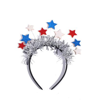 AVMBC 4th of July Headband Glittery Stars Headband Stars Hair Accessory for Independence Day Patriotic Party Decorations