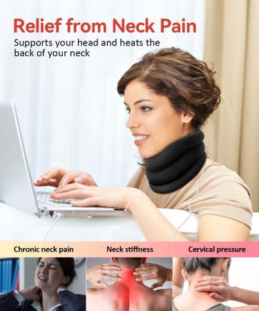 Comfheat Heated Neck Brace for Neck Pain Relief and Support Soft Foam Cervical Collar with Neck Heating Pad Adjustable Heating Neck Support Brcae for Neck Relax - Buy Online on GoSupps.com