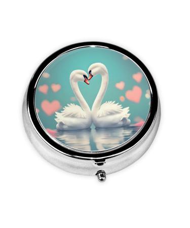 The Swan in Loveround Pill Box 3 Compartment Round Pill Box Organizer Portable Travel Pill Box for Traveling.