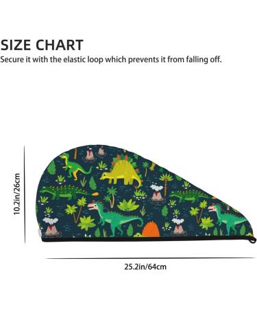 Super Absorbent Dinosaur & Tropical Leaves Hair Towel Wrap - Quick Dry Coral Velvet for Long Curly & Thick Hair - Buy Online on GoSupps.com