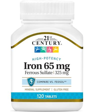 Iron 65 mg Ferrous Sulfate 325 mg Tablets 120 Count Compatible with 21st Century Mineral Supplement Gluten Free Non-GMO + Bonus Pill Organizer Weekly Pill Organizer Mini - Buy Online on GoSupps.com