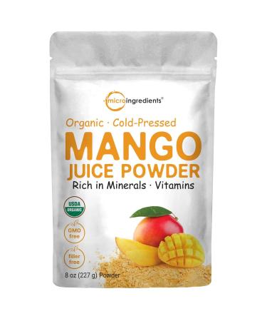 Organic Mango Juice Powder, 8 Ounce, Cold Pressed, Rich in Immune Vitamin C for Immune System Support, and Great Flavor for Drinks, Smoothie and Beverages, Non-GMO