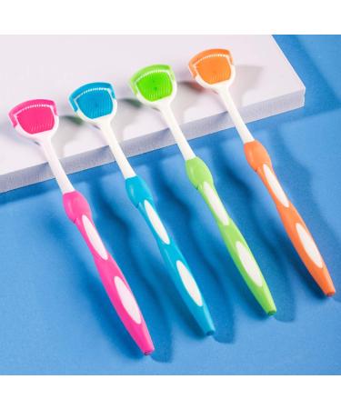 Tongue Brush, Tongue Scraper, Tongue Cleaner Helps Fight Bad Breath, 4 Tongue Scrapers, 4 Pack (Blue&Green&Orange&Red) Red&blue&green&orange