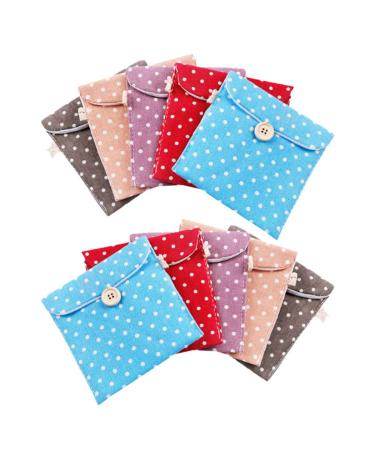 Supvox 10pcs Sanitary Napkin Pad Pouch Sanitary Napkin Storage Organizer with Button Handbag Holder Sanitary Napkin Container Random Color