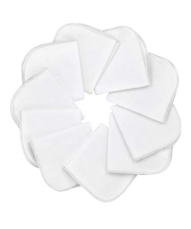 Mias 10 Baby washcloths Made of Molton Flannel White Cotton Non Toxic/Baby Cloths/Cosmetic Cloths/All-Purpose Cloths White/White 24x24cm