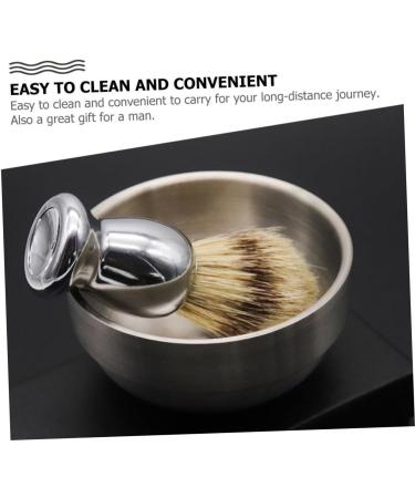 POPETPOP Beard Brush Set & Shaving Bowl - 2 Pcs Fiber Wool | Premium Grooming Tool for Men - International Shipping - Buy Online on GoSupps.com