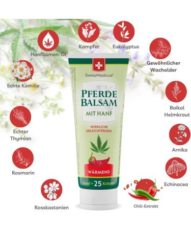 Swissmedicus Horse Balm with Hemp - Warming Muscle & Joint Gel - 25 Natural Extracts - 75ml - Everyday Use - Soothing Relief - Buy Online on GoSupps.com
