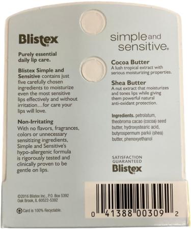 Buy Blistex Simple & Sensitive Lip Moisturizer 0.15 oz (Pack of 8) - Best Lip Care for Sensitive Skin | International Shipping Available - Buy Online on GoSupps.com