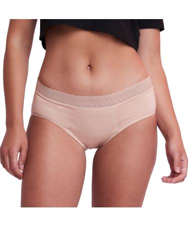 Femtis periods underwear vika for heavy bleeding |Washable menstrual underwear made of organic cotton |Lace hipster periods underpants with lace |Alternative to washable panty inserts |XS XS Apricot