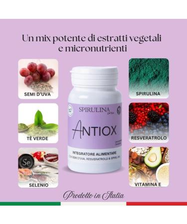 Grape Seeds (OPC) and Resveratrol - Antioxidant for Skin and Microcirculation with Spirulina Green Tea Vitamin E and Selenium - 60 Tablets to 800mg - Buy Online on GoSupps.com