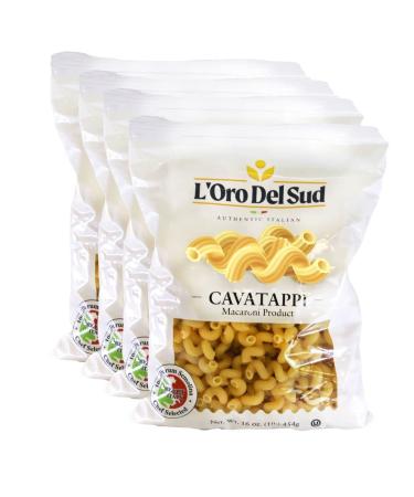 Cavatappi Pasta, Italian Pasta, Premium Quality Product of Italy (4 pack x 16 Oz) Non GMO, Corkskrew, Vegan, Kosher Certified by L'Oro del Sud