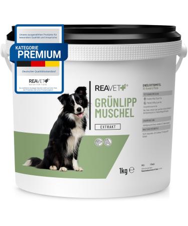 Reavet green lip shell extract powder 1kg for dogs & horses I green lip mussel powder dog green -lip -mussel extract high dose i for treated osteoarthritis arthritis - barf feed additive 1000 g
