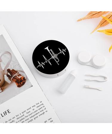 Trumpet Heartbeat Round Case For Contact Lens Kit Storage Box with Mirror Printed - Buy Online on GoSupps.com