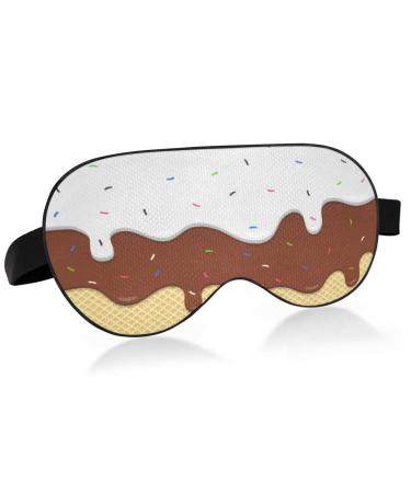 Sleep Mask Light Blocking Ice Cream Melted on Wafer Eye Mask for Sleeping with Adjustable Strap Soft Lightweight Eye Cover Blindfold for Men Women Work Travel Naps