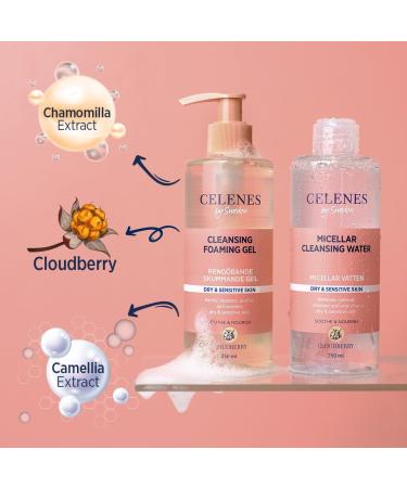 Celenes by Sweden Cloudberry Micellar Cleansing Water 250ml Alcohol-free Paraben-free Vegan Ideal for Dry & Sensitive Skin Hydrates & Soothes with Natural Extracts - Buy Online on GoSupps.com