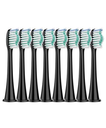 8Pcs Toothbrush Replacement Heads Compatible with Philips Sonicare Electric Toothbrushes Snap-on Handles (Black)