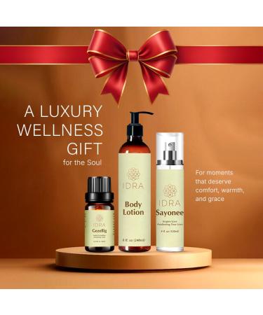 IDRA Heart & Home Gift Set Self-Care Trio with Body Lotion Face Mist & Essential Oil | Natural Aromatherapy Gift Box for Relaxation Hydration & Home Wellness (Sayonee + Gezellig + Body Lotion) - Buy Online on GoSupps.com