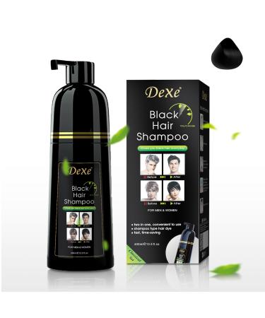 AUSTINE DEXE Black Hair Dye Shampoo for Gray Hair Coverage Hair Color Shampoo for Men/Women 3 in 1-100% Grey Cover Permanent Hair Shampoo Herbal Ingredients and Ammonia Free 400ML(14 Fl oz)