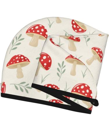 Super Absorbent Cartoon Flat Mushrooms Microfiber Hair Towel for Women | Quick Dry Coral Velvet Wrap for Long Curly & Thick Hair - Buy Online on GoSupps.com