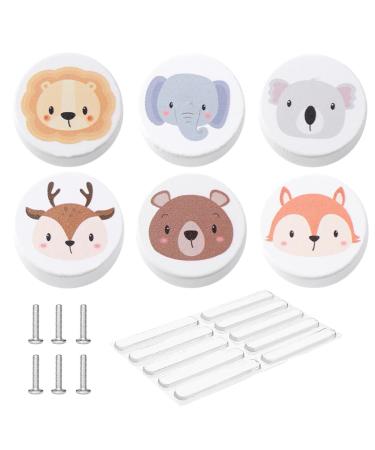 Aynkh drawer handles wood with silicone door protection 35 mm cartoon motif round handle with screws for children's room kitchen bedroom 6 pieces