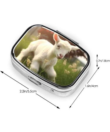 Shop Cute Lamb Printing 2 Compartment Pill Case - Travel Pill Box Organizer for Purse & Pocket Gifts - Buy Online on GoSupps.com