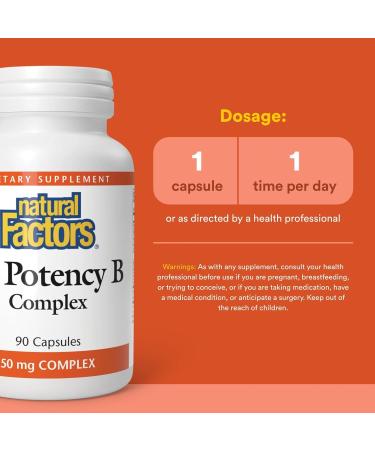 Natural Factors Hi Potency B Complex 50 mg 90 Capsules - Buy Online on GoSupps.com