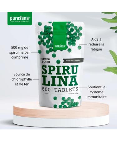 Purasana Spirulina BIO 500 Tablets High in Protein Iron Antioxidants. Natural Satiety Detox. Organic Vegan Protein. Phycocyanin. Increases Energy Reduces Fatigue. - Buy Online on GoSupps.com