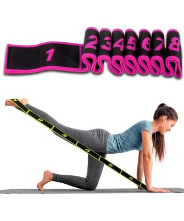 Buy 2 Yoga Bands - Elastic Fitness Stretch Belt with 8 Loops in Yellow & Pink | International Shipping Available - Buy Online on GoSupps.com