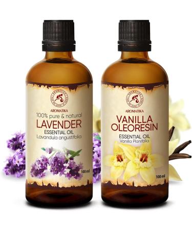 Essential Oils Set 2x100ml - Lavender & Vanilla Oleoresin - Aromatherapy Gift for Diffusers Candles & Soap Making - Buy Online on GoSupps.com