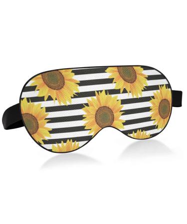 Sunflower Black Stripe Sleep Mask Blindfold Blackout Cooling Funny Eye Mask for Sleeping with Elastic Strip for Women Man 20951326 Black-1 1 Count (Pack of 1)