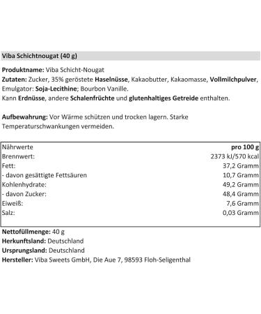  Viba Viba Lot de 10 couches de nougat (10 x 40 g) - Buy Online on GoSupps.com