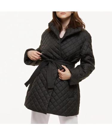 Women s Casual Diamond Quilted Jacket Coat Lightweight Lapel Belted Button Down Fall Winter Outerwear Pockets Black#7 Small - Buy Online on GoSupps.com