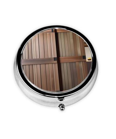 Teal Barn Door Floral Portable Round Pill Box - Lightweight and Moisture-Proof Perfect for Organizing Vitamins Teal Barn Door Floral One Size